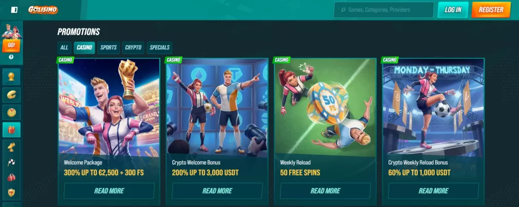 Golisimo Casino Bonus bis 2500 Euro und 300 Freispiele